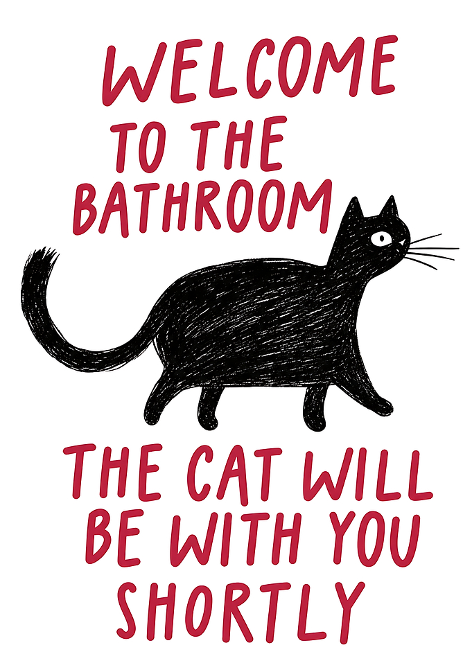 Cat Bathroom Print — Welcome To The Bathroom Funny Cat Poster Cat Wall Art, Bathroom Decor