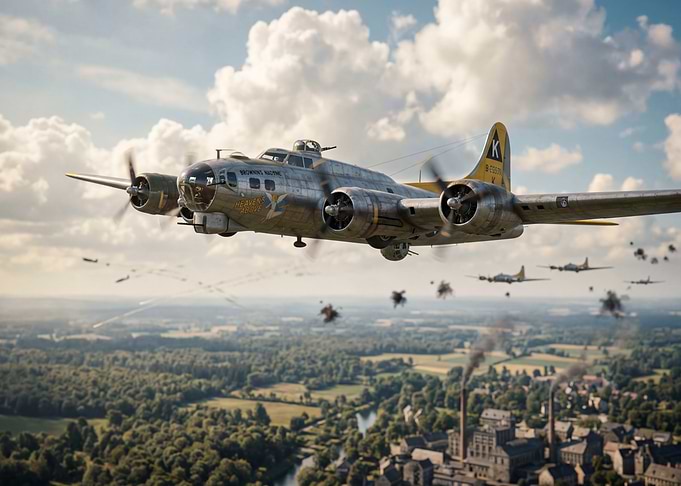 B-17 Flying Fortress Bombers in Formation