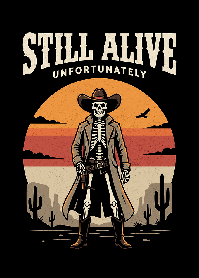 Still Alive Unfortunately Skeleton Cowboy