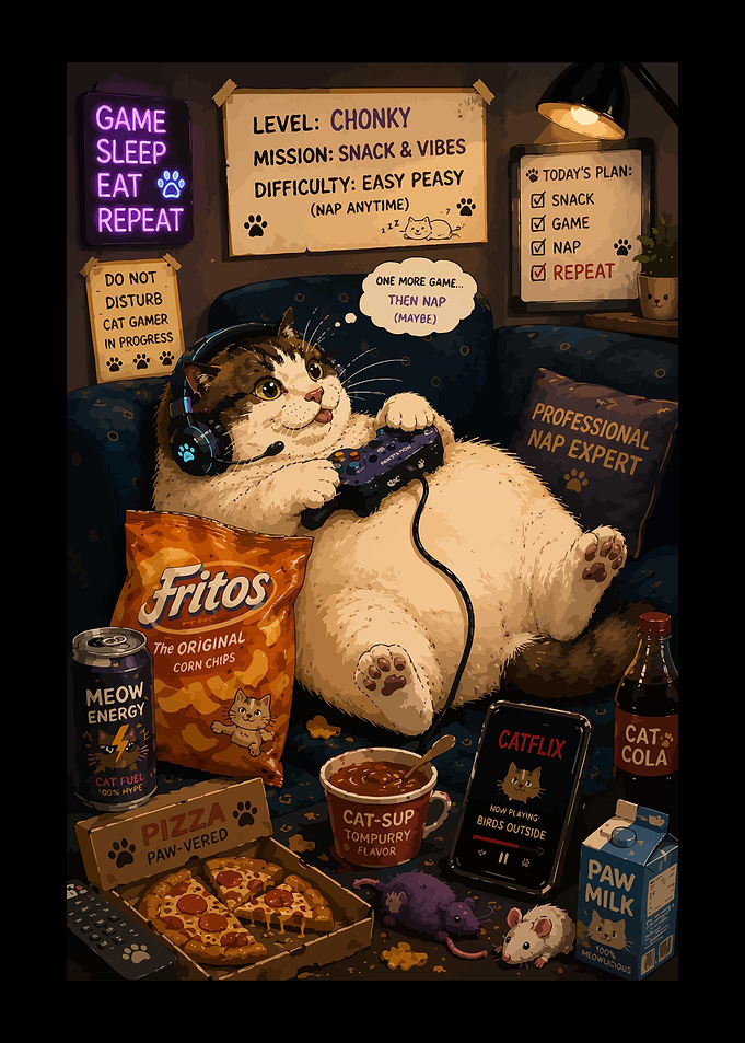 Chonky Cat Gamer Relaxing