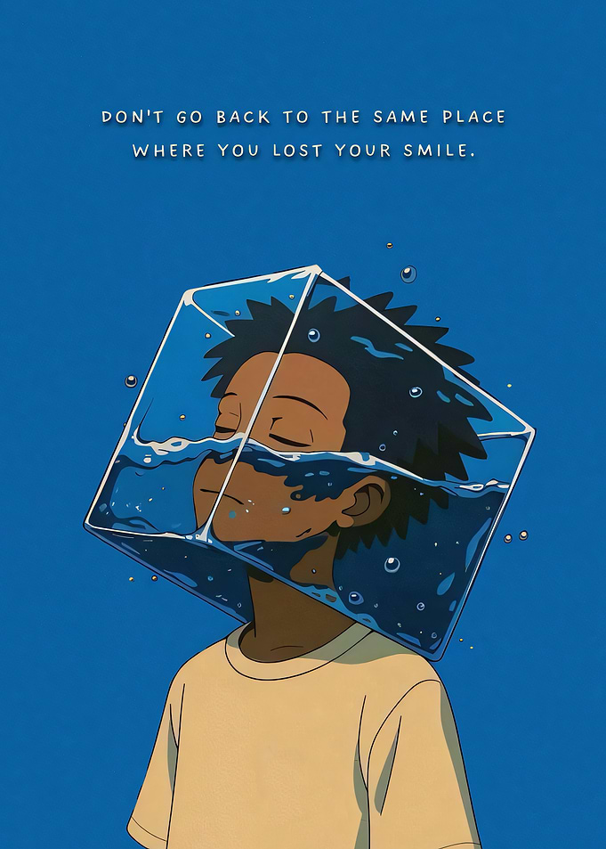 Boy trapped in a water cube