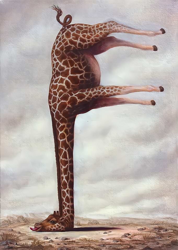 Giraffe with Head Stuck in Ground