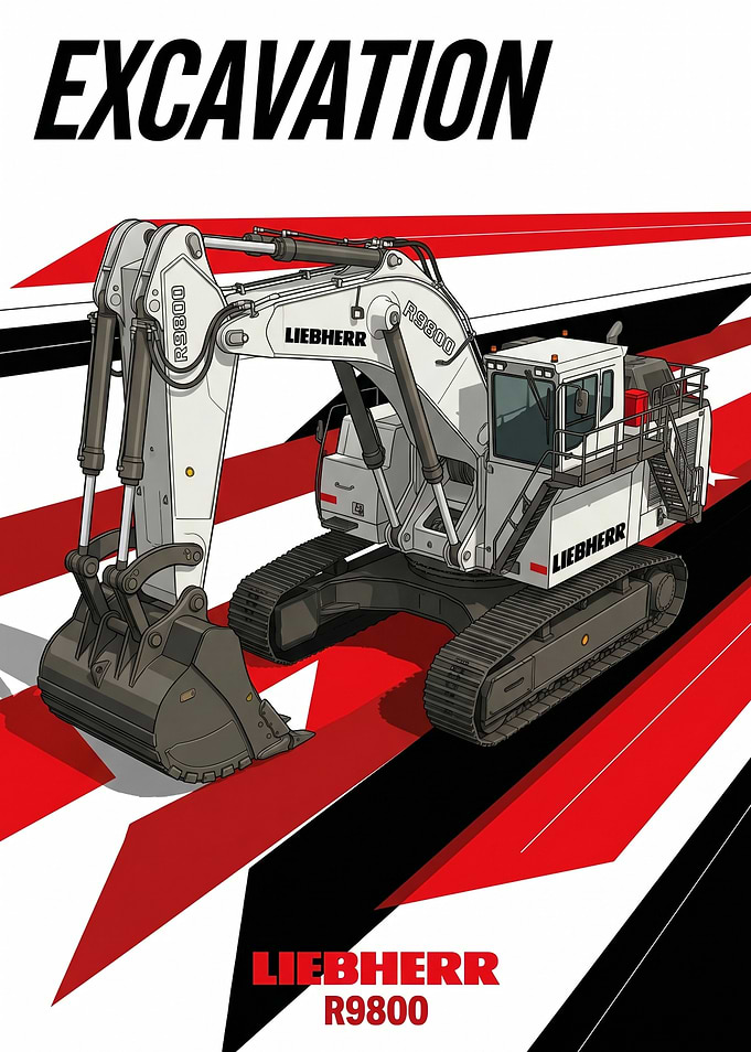 Liebherr R9800 Excavator Illustration