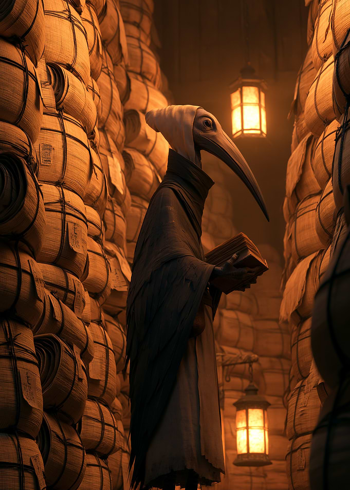 Plague Doctor in a Library