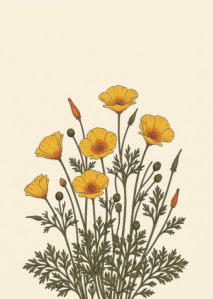 California Poppies Illustration