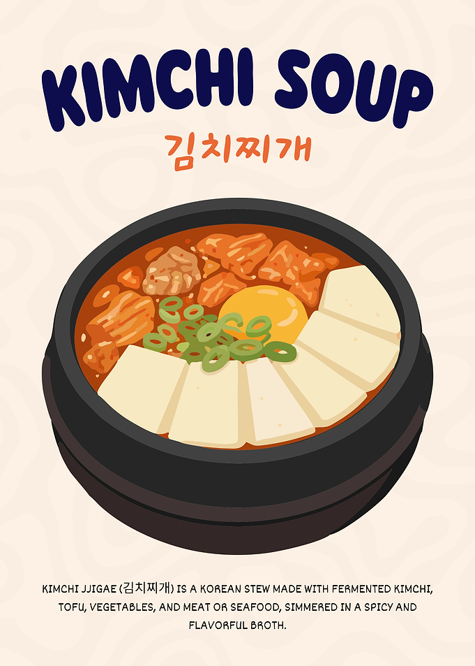 Kimchi Jjigae Korean Kimchi Stew Minimalist Food Poster