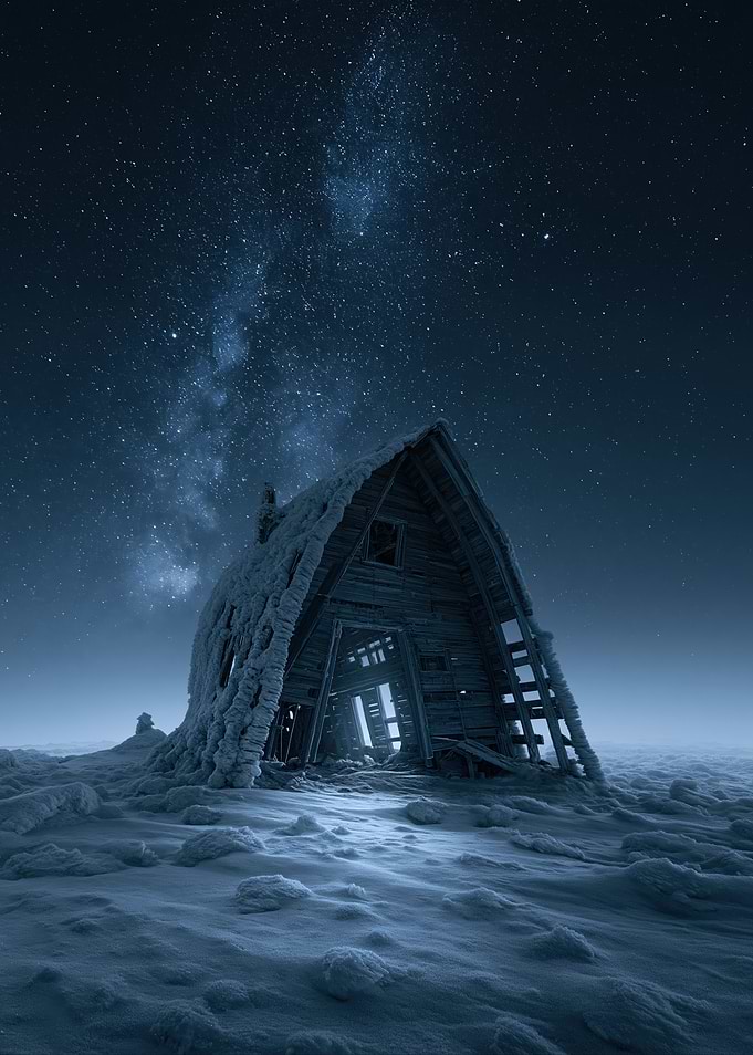 Abandoned Cabin Under the Milky Way