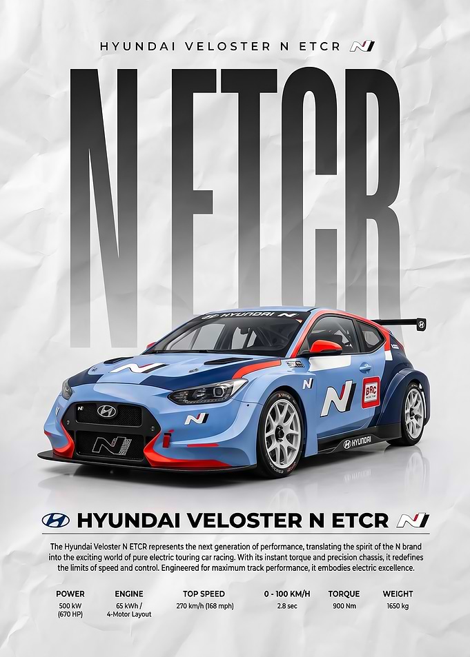 sleek Hyundai Veloster N ETCR Race Car