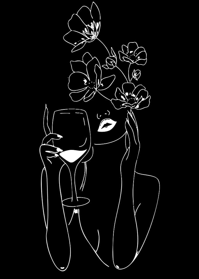 Woman with Flowers and Wine