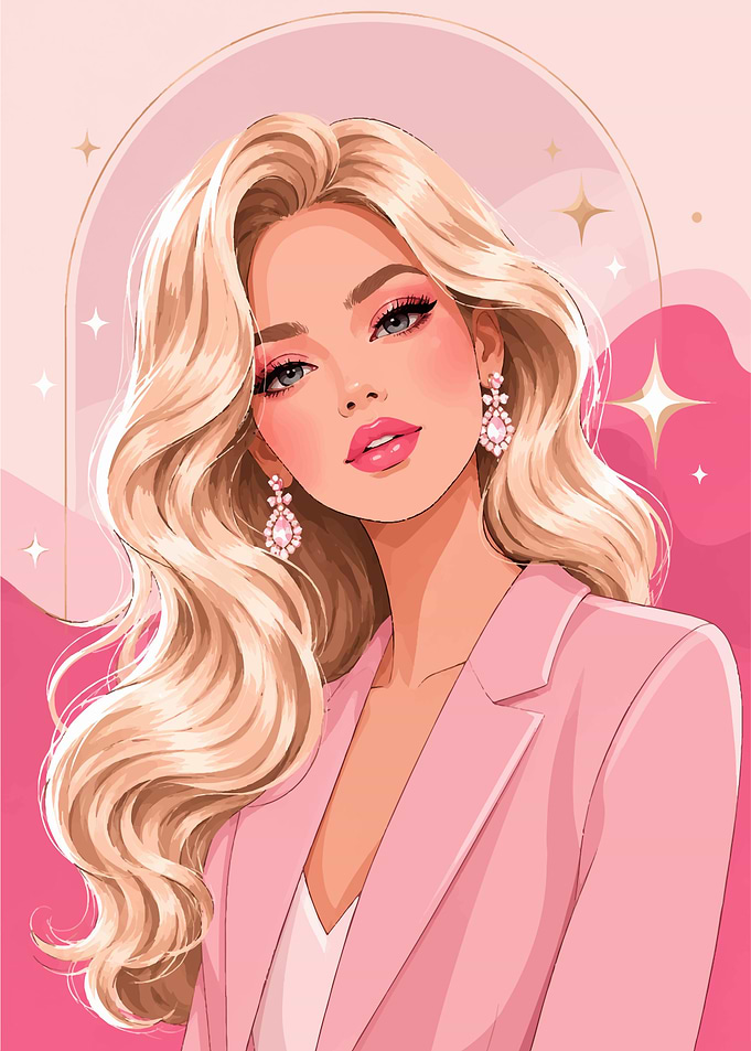 Glamorous Woman in Pink Blazer