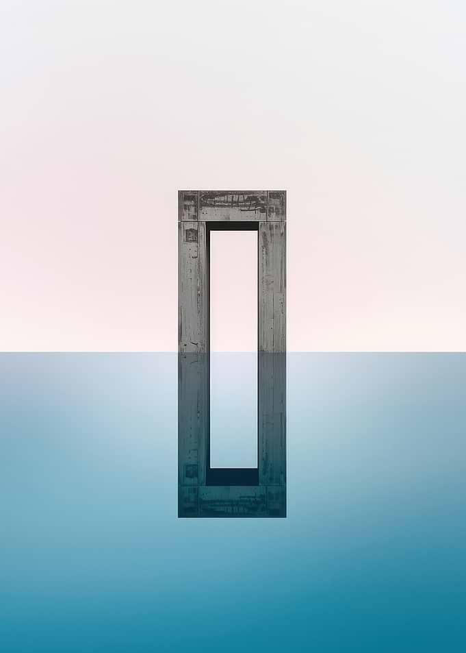 Minimalist Archway Over Water Reflection Architecture Concept