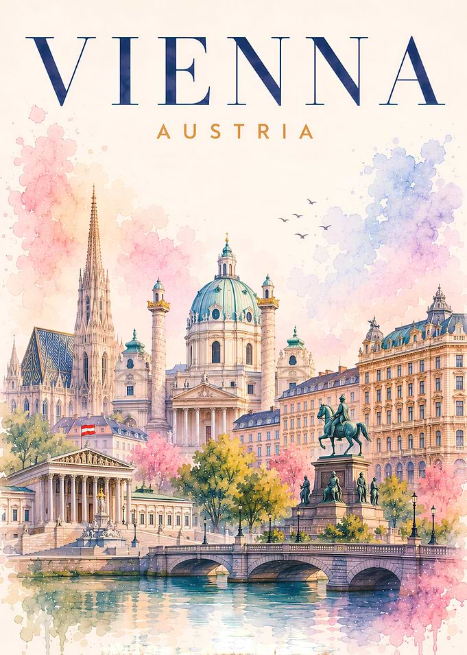 Vienna Austria Cityscape Watercolor
