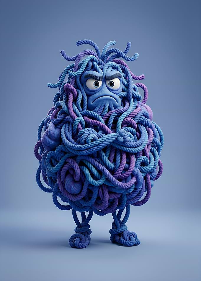 Angry Yarn Monster Character