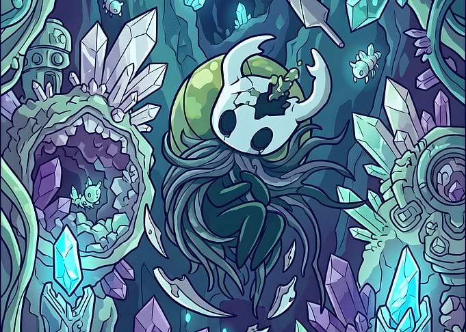 Hollow Knight Character in Crystal Cave