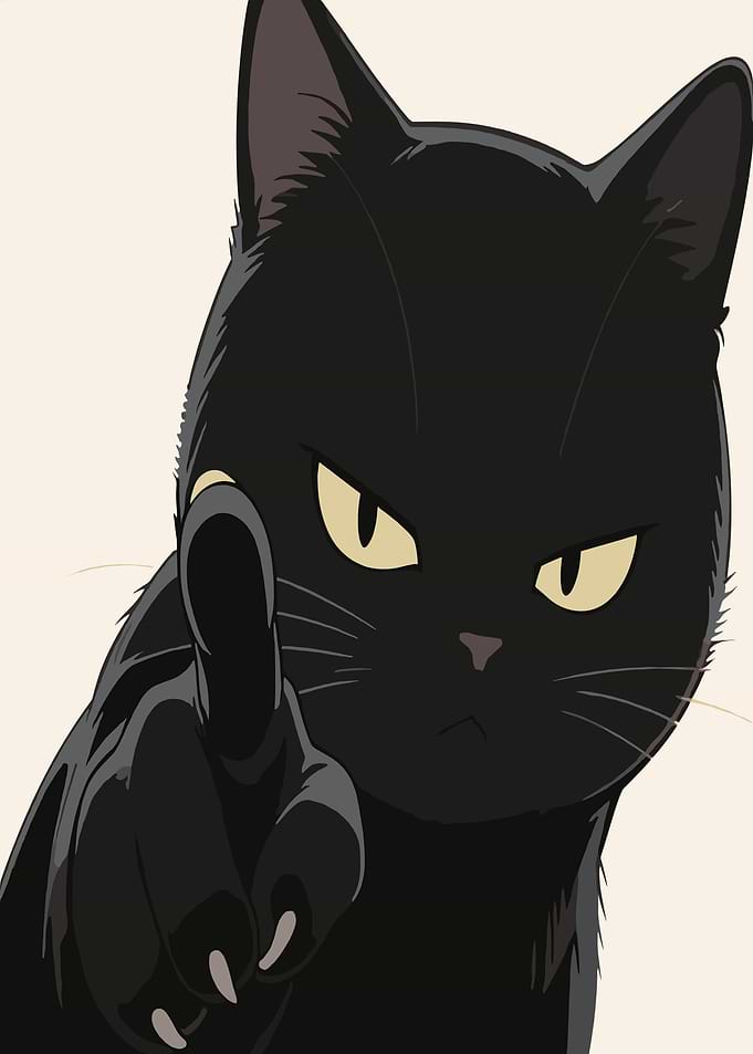 Black Cat Pointing Finger