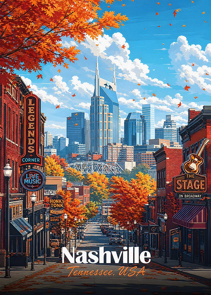 Nashville Street Scene in Autumn
