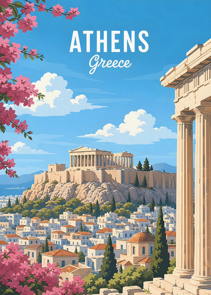 Athens, Greece Travel Poster