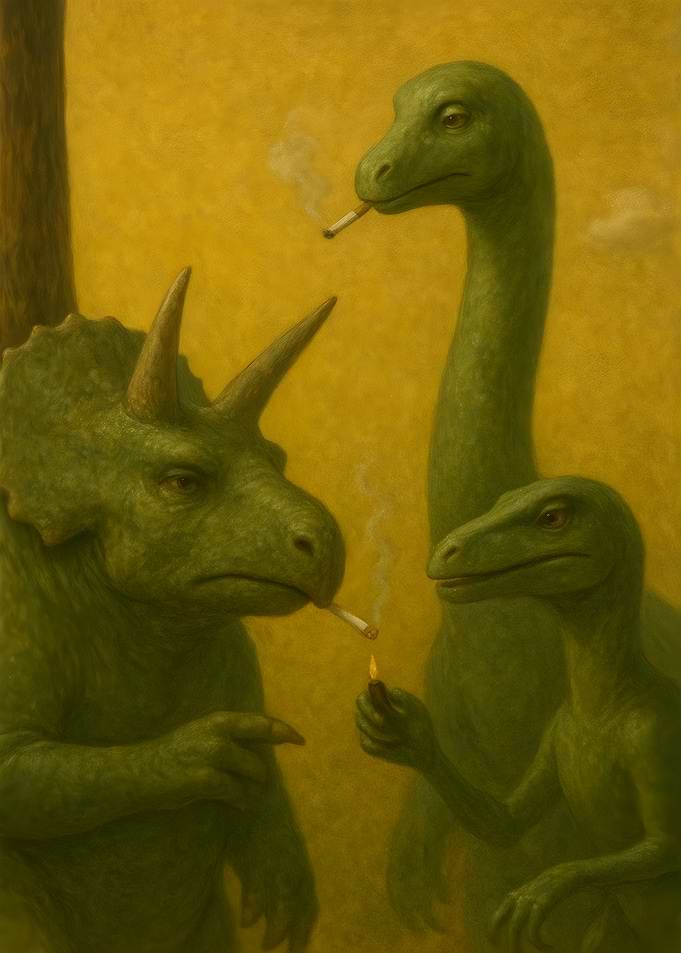 Dinosaurs Smoking Cigarettes