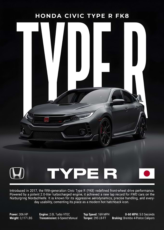 Honda Civic Type R FK8 Poster