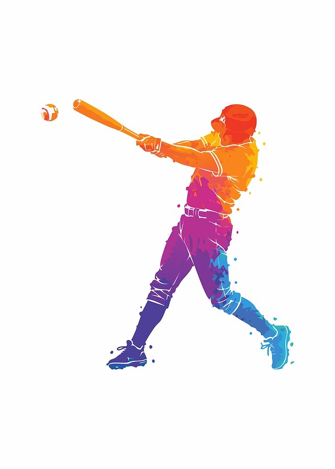 Baseball Player Swinging Bat Watercolor