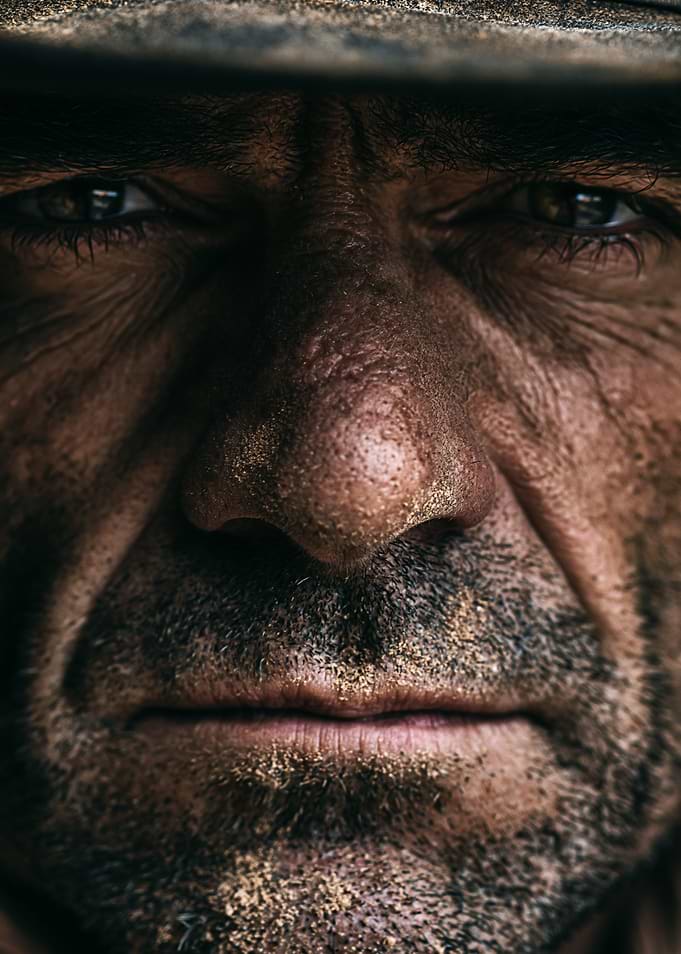 Close-up of a weathered man's face