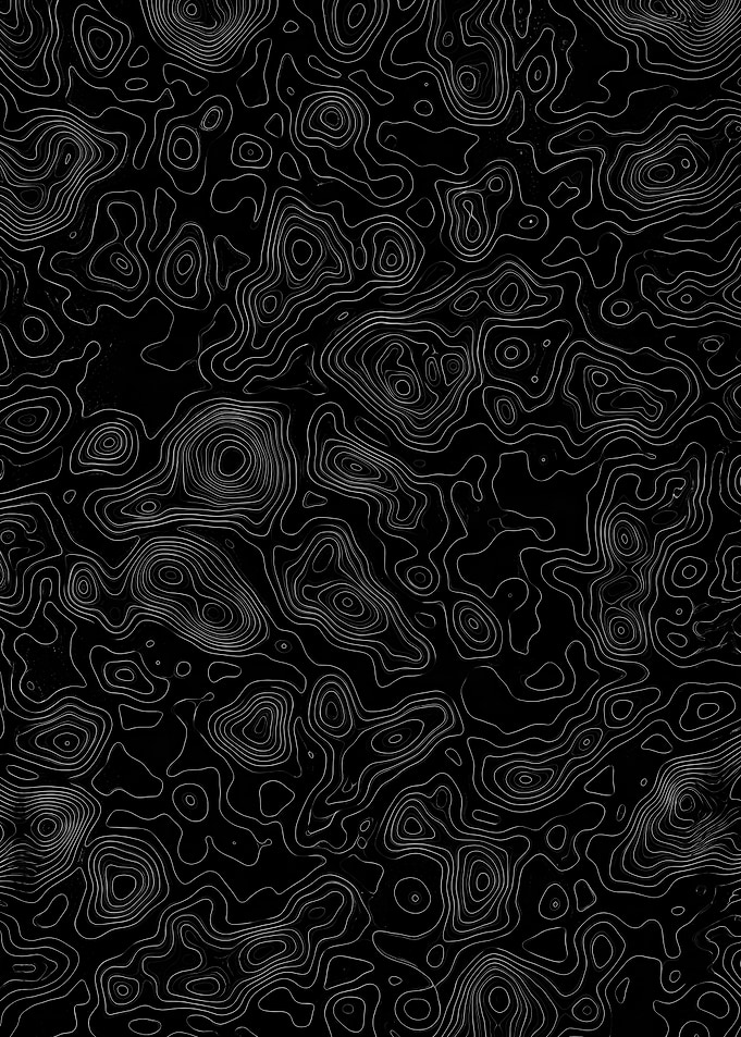 Topographic Contour Lines on Black Background