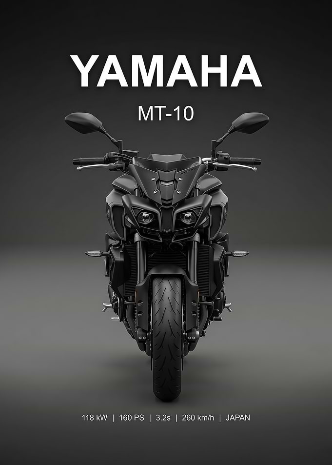 sleek black Yamaha MT-10 Motorcycle poster