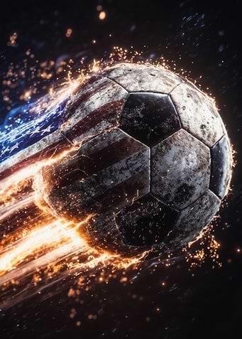 Fiery USA Flag Soccer Ball