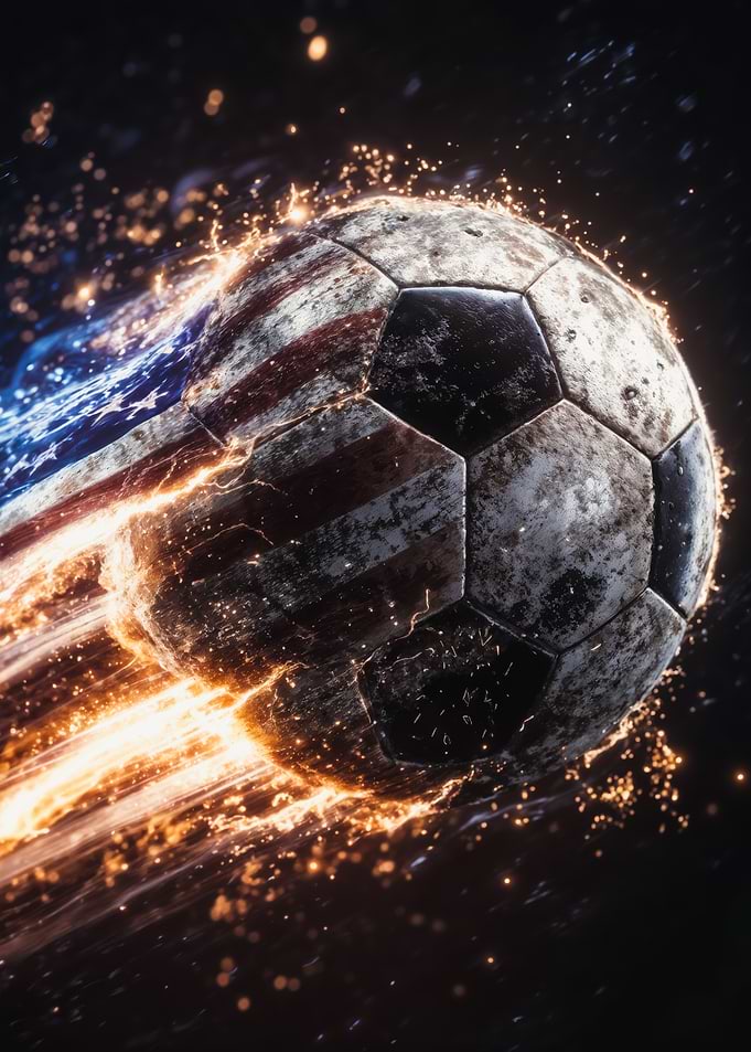 Fiery USA Flag Soccer Ball