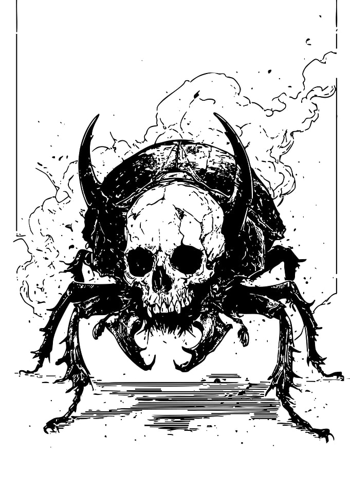 Scary Skull Beetle with Smoke