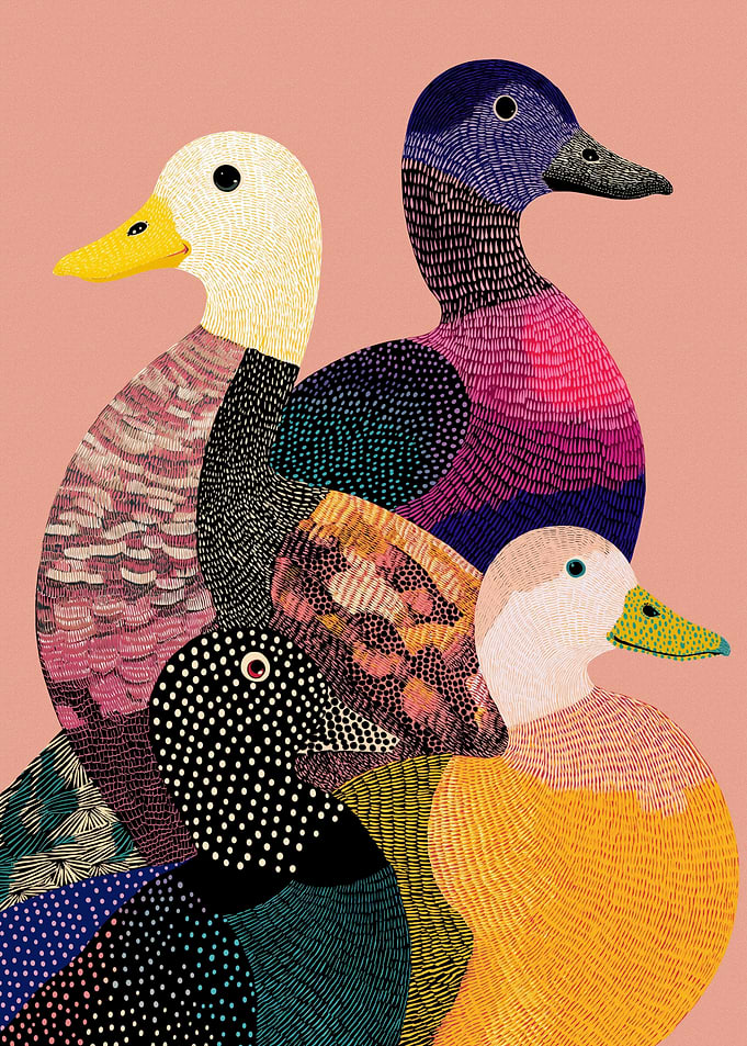 Colorful Ducks Illustration