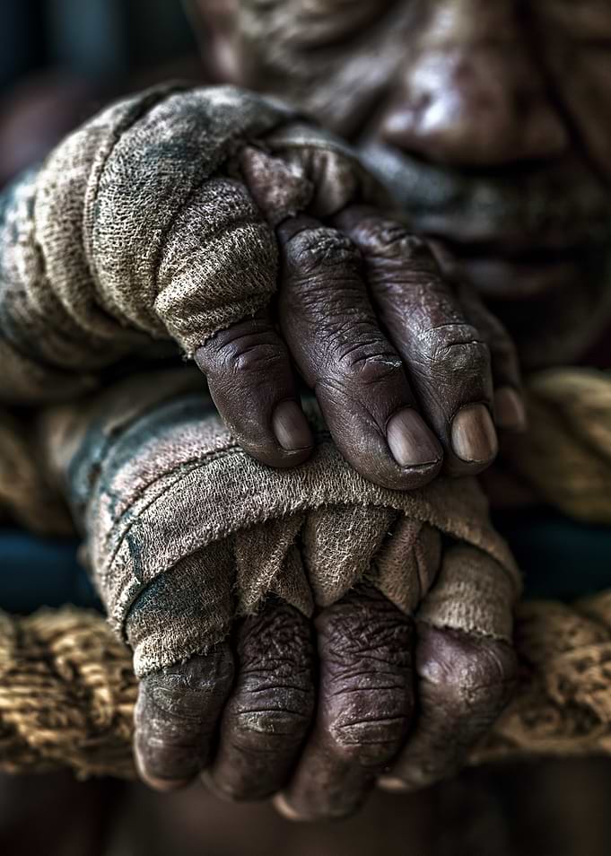 Close-up of Bandaged Hands