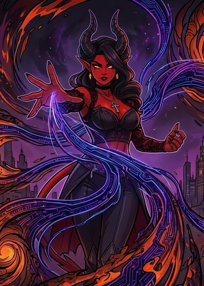 Demonic Sorceress Casting Magic