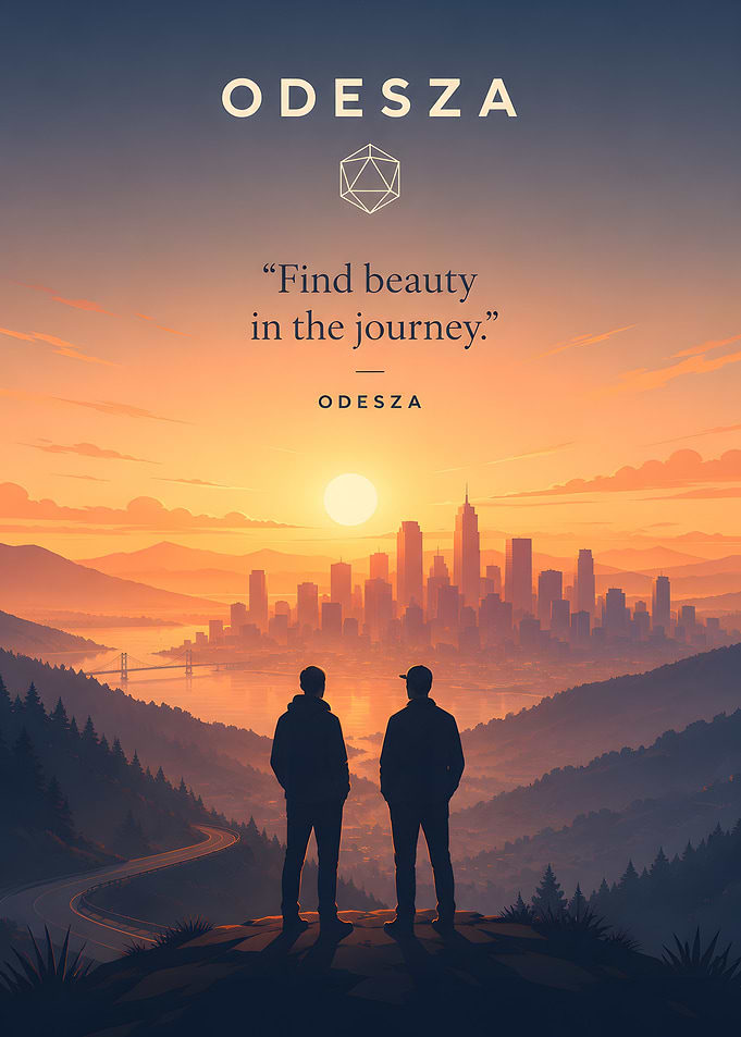 Odesza cityscape sunset inspirational poster
