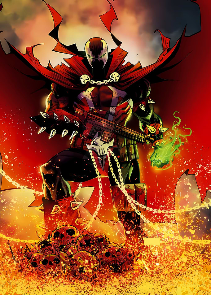 Spawn with Gun and Skulls
