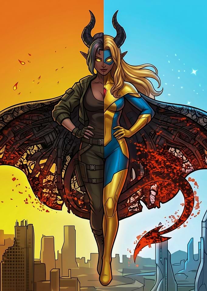 Dual-Nature Superheroine