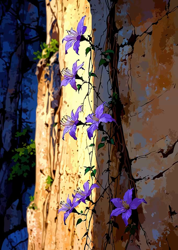 Purple Flowers on a Cliffside