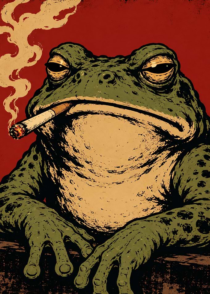 Frog Smoking Cigarette