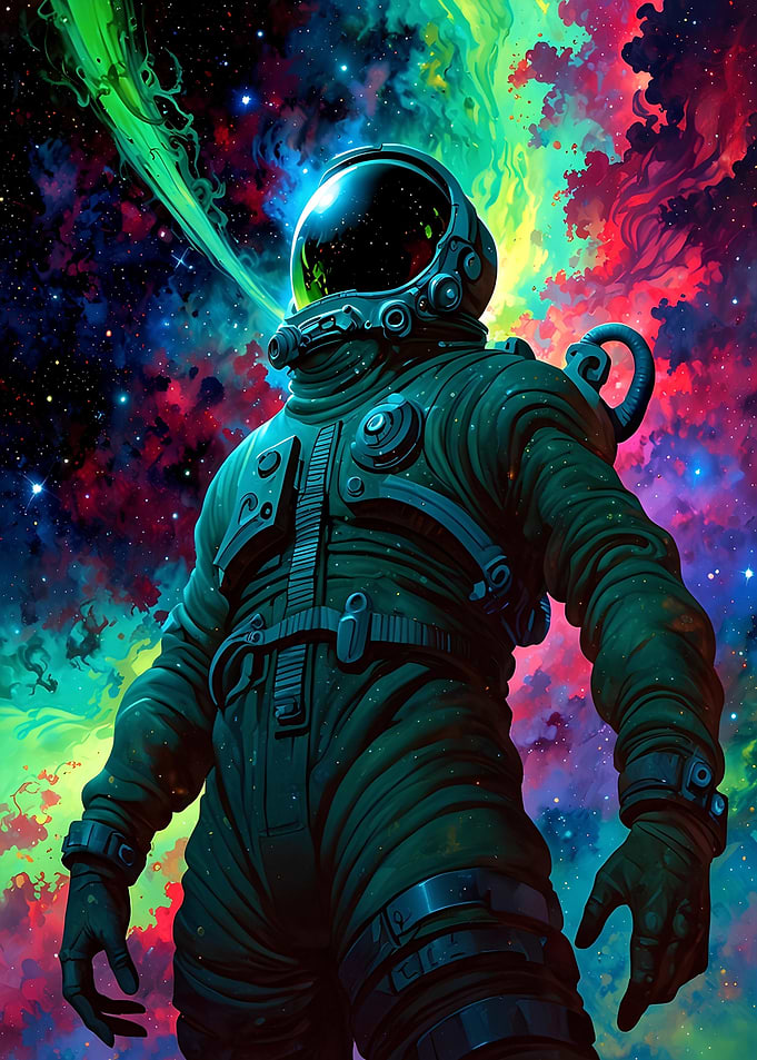 Astronaut in Colorful Nebula