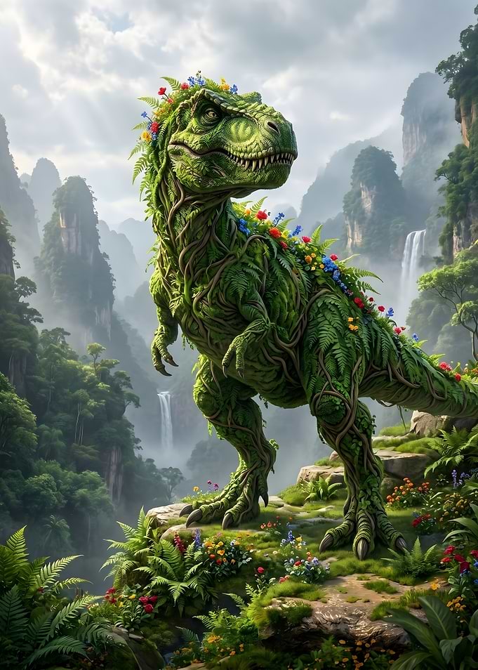 Dinosaur in Lush Landscape T-Rex