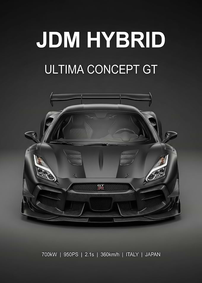 sleek black JDM Hybrid Ultima Concept GT