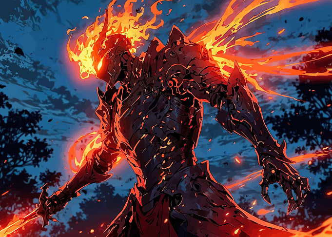 Fiery Knight with Sword