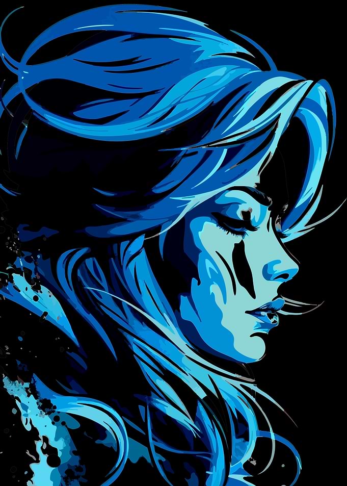 Blue-Haired Woman Portrait