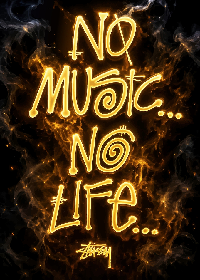 No Music No Life Text Art