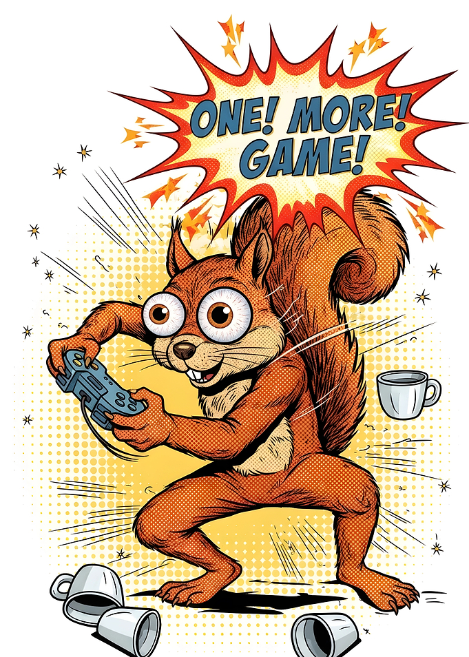 Gamer Squirrel with Coffee