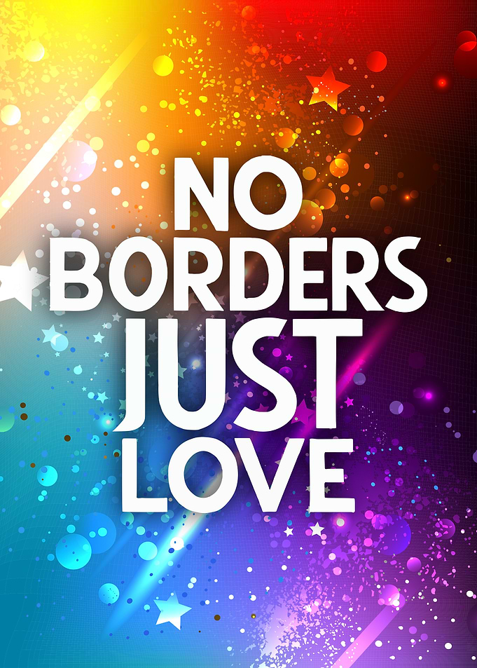 No Borders Just Love Text Art