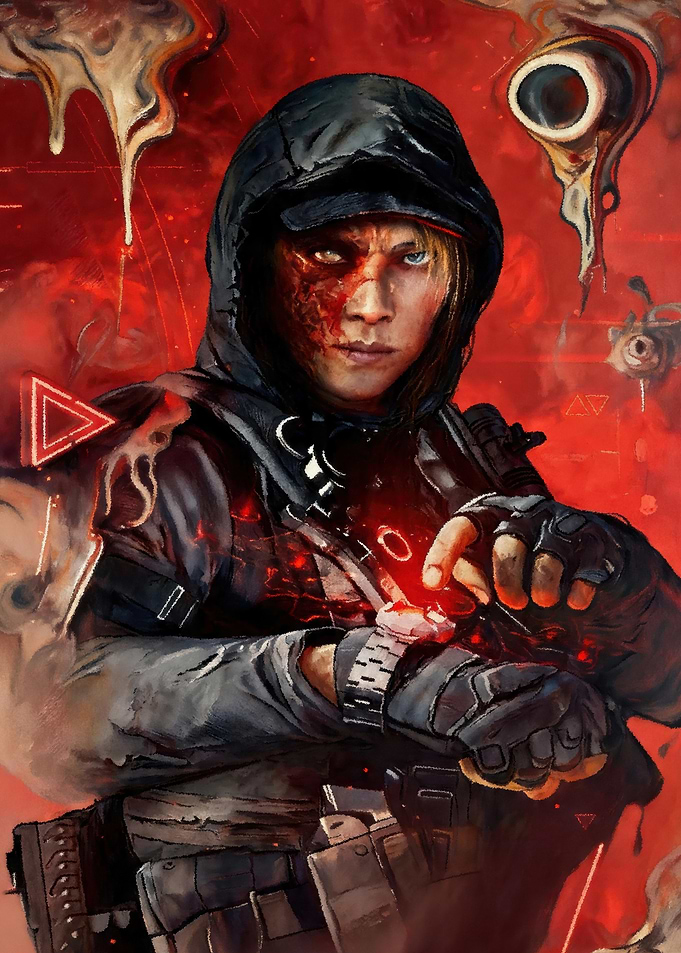 Military character with glowing effects