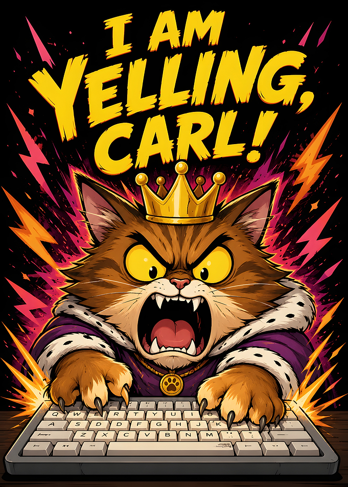 King Cat Yelling at Keyboard