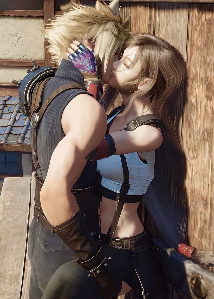 Cloud and Tifa Kissing