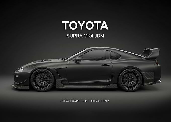 sleek Black Toyota Supra MK4 car poster